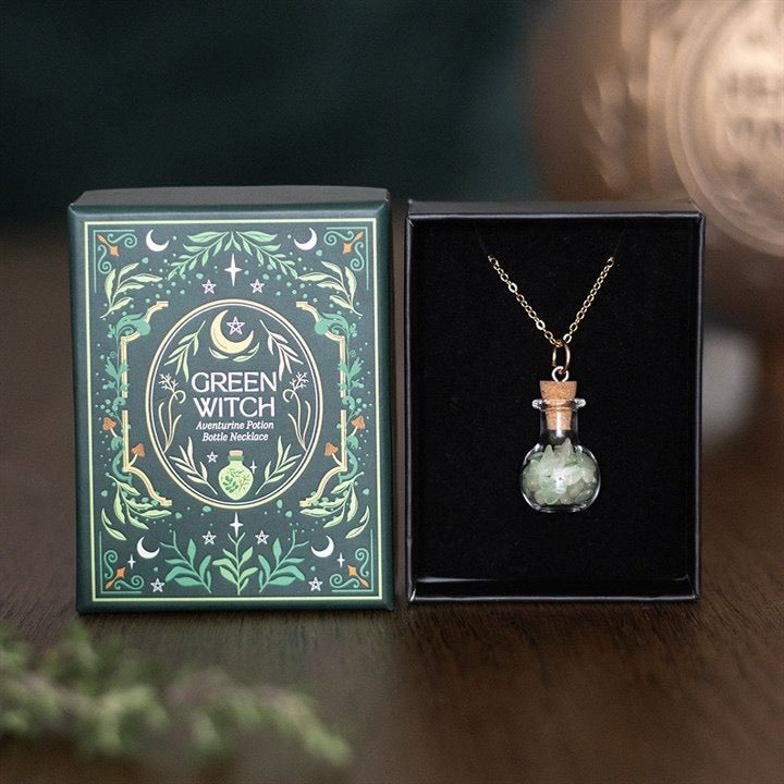 Green Witch Green Aventurine Potion Bottle Necklace