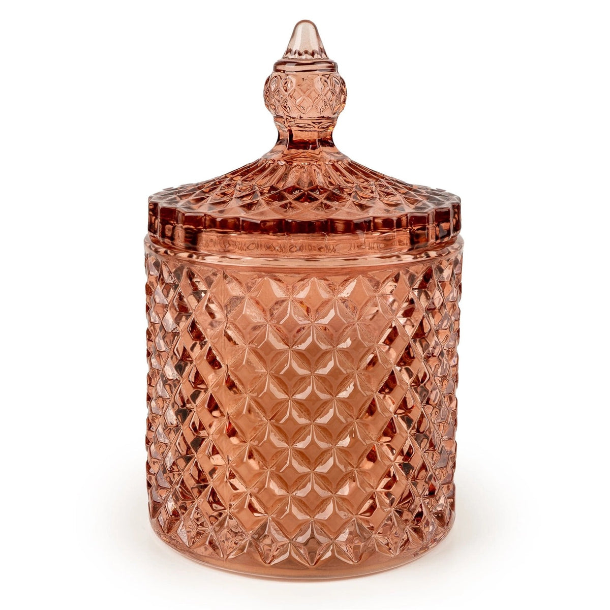 Round Embossed Candle Jar Lidded Jhangye Pink