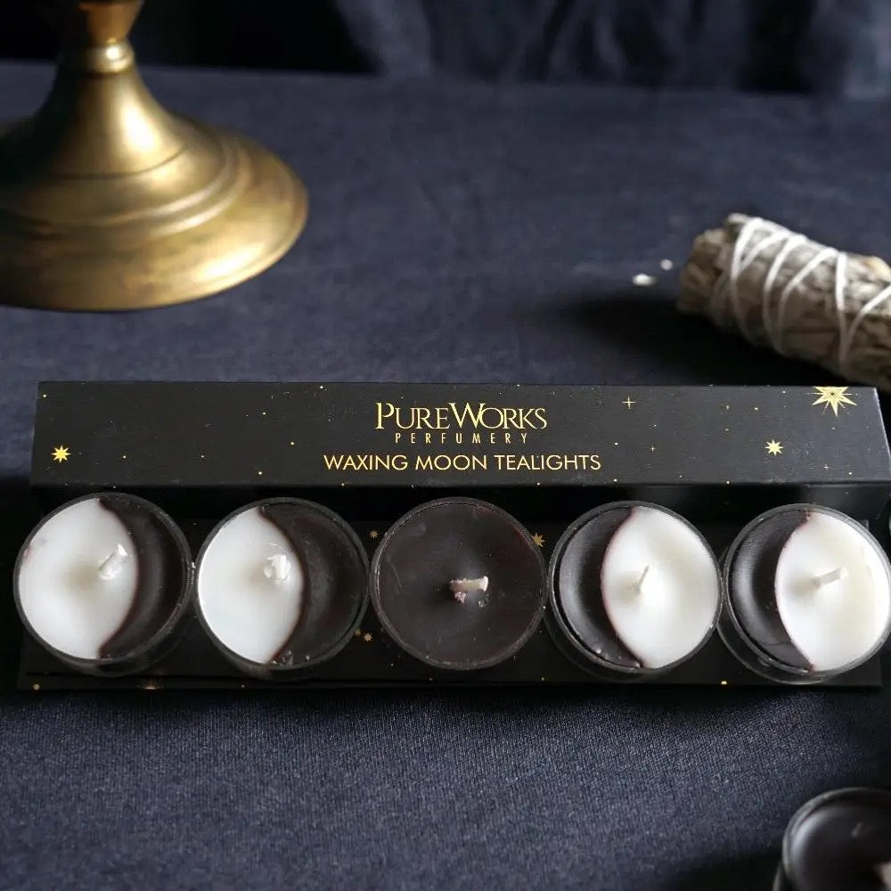 Moon Phase Tealight Candle Set 'Waxing Moon Tealights'