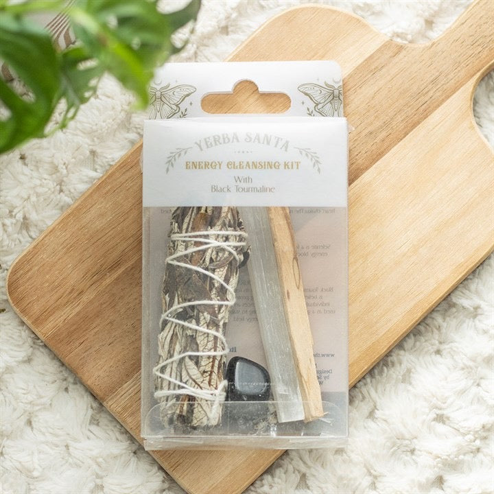 Yerba Santa Sage Energy Cleansing Kit with Black Tourmaline (Clear Box)