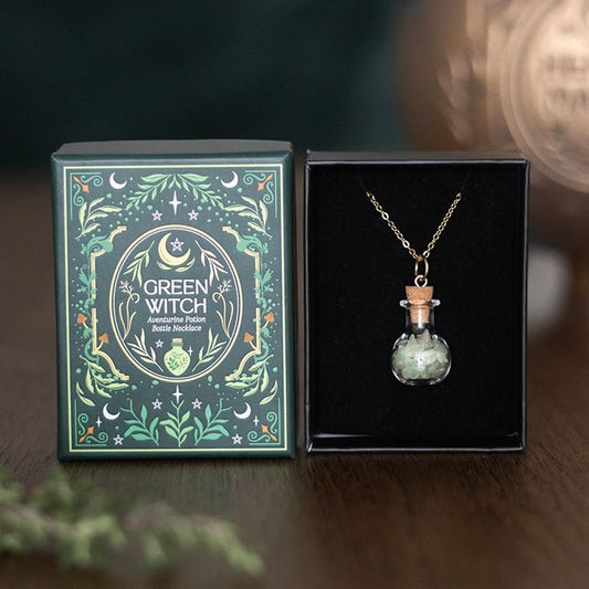 Green Witch Green Aventurine Potion Bottle Necklace