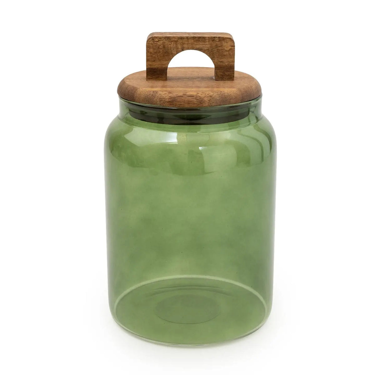 Green Glass Storage Jar with Wooden Lid 18cm
