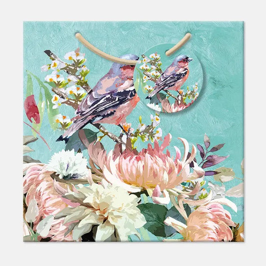 Blue Floral and Bird Gift Bag