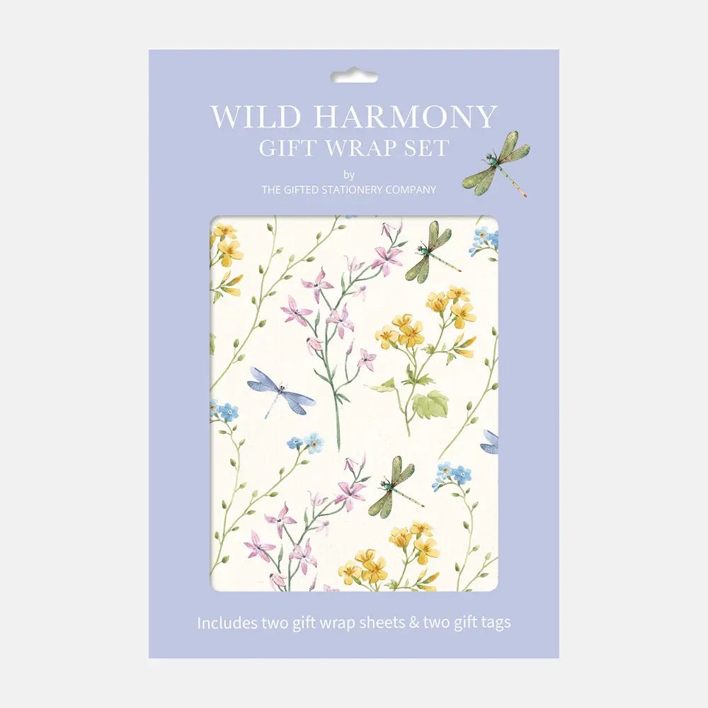 Floral Dragonfly Gift Wrap Set