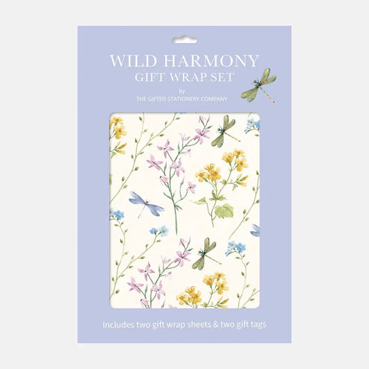 Floral Dragonfly Gift Wrap Set