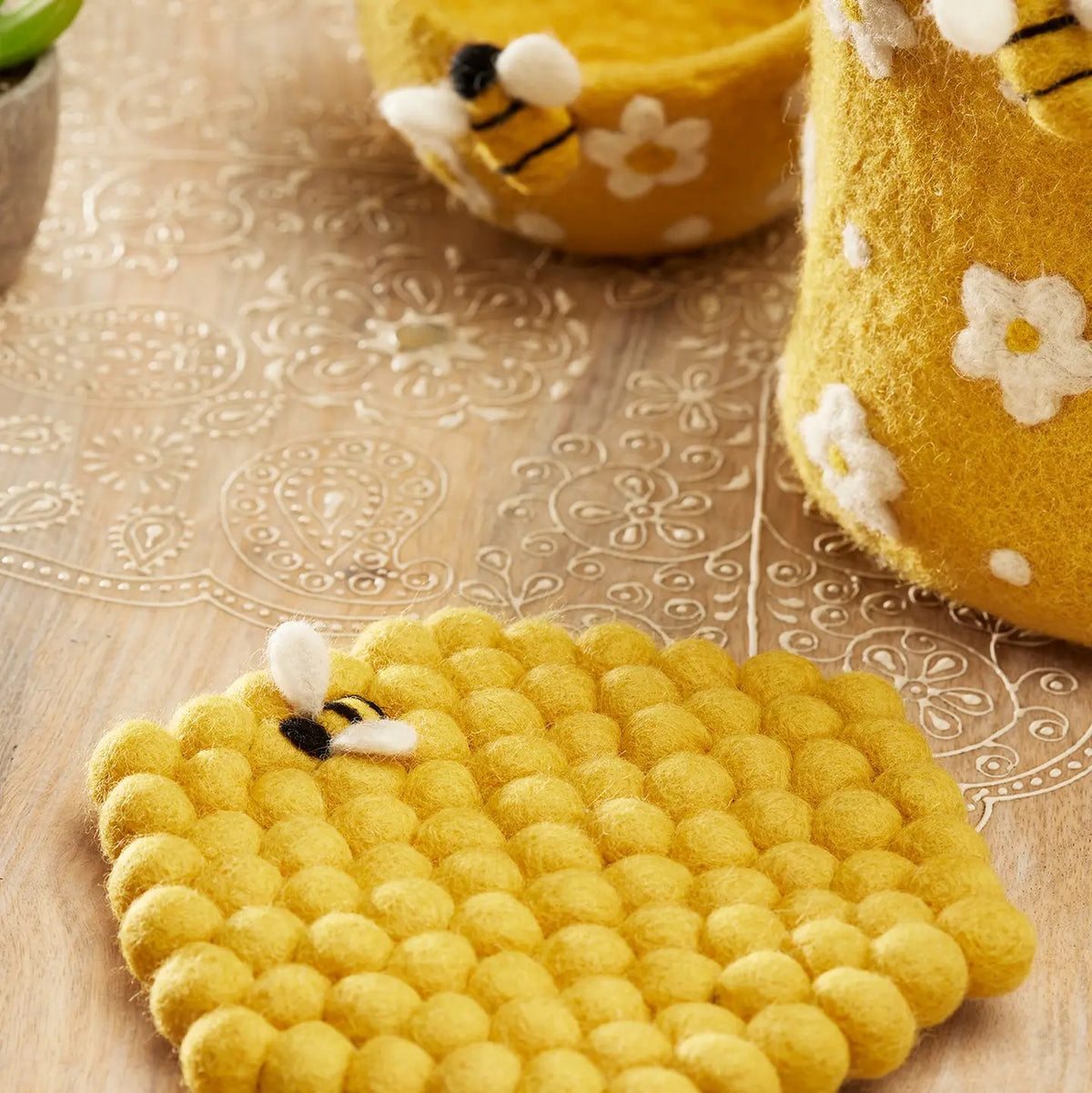 Felt Bee Hexagon Trivet