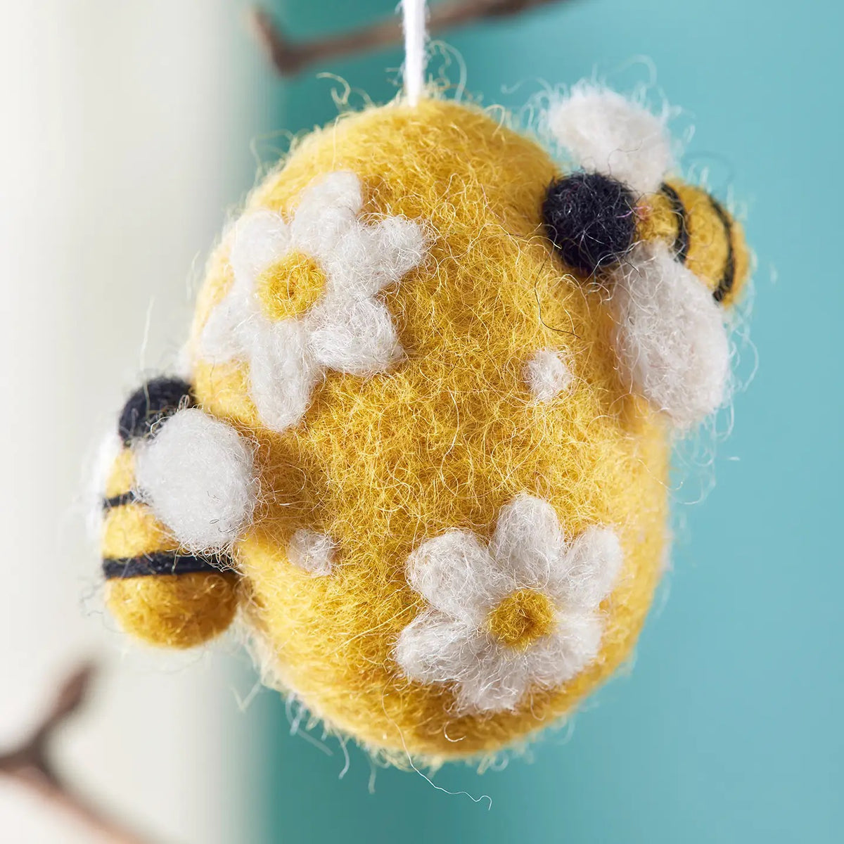 Felt Daisy & Bee Egg Hanging Decoration