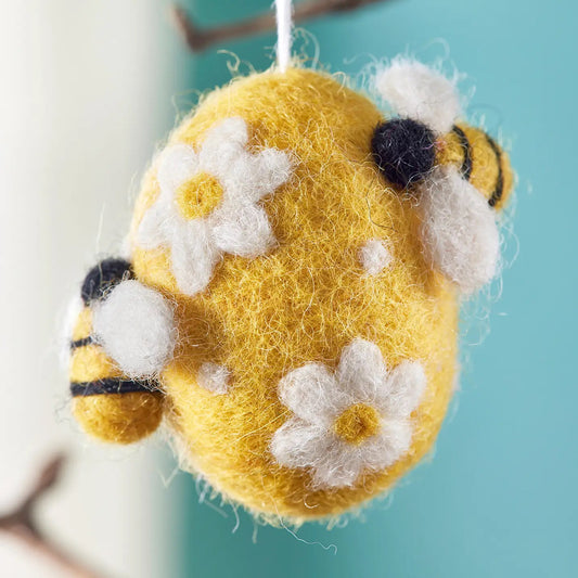 Felt Daisy & Bee Egg Hanging Decoration