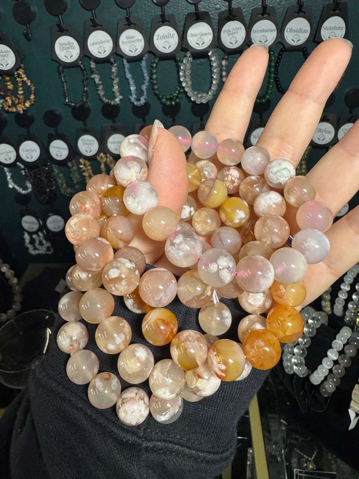 Flower Agate Chunky Crystal Bracelet