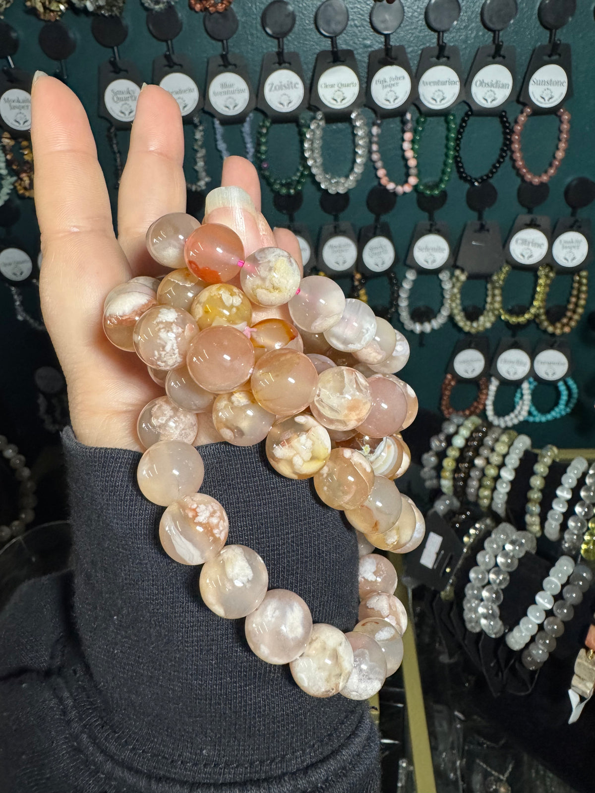 Flower Agate Chunky Crystal Bracelet