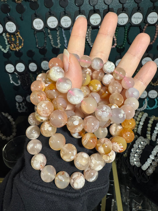 Flower Agate Chunky Crystal Bracelet