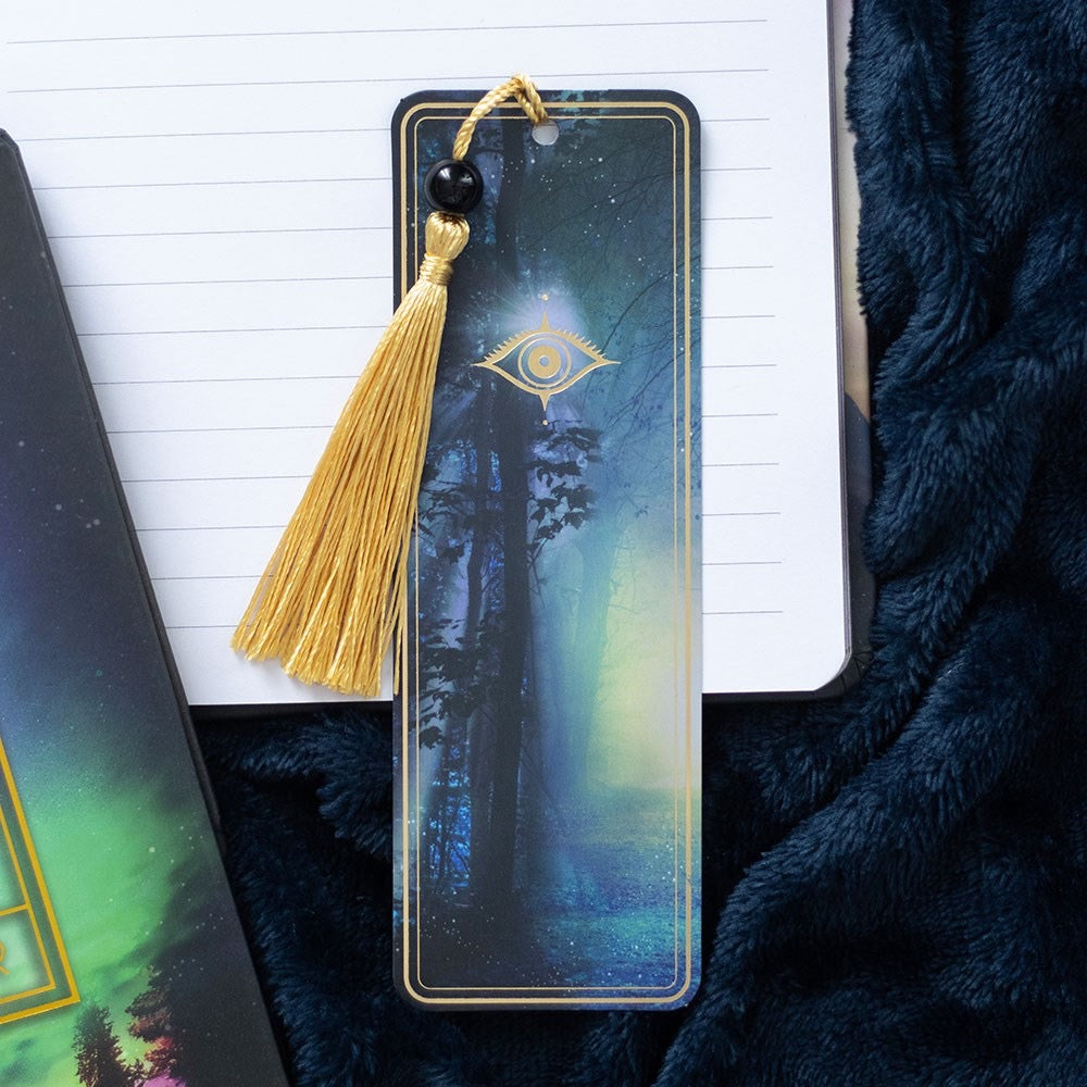 Ethereal Bookmark with Tassel and Black Obsidian Bead