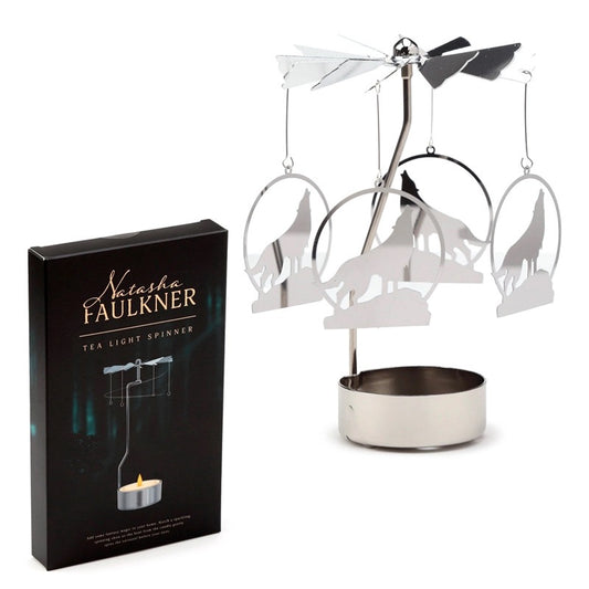 Howling Wolf Rotating Carousel Spinning Candle Holder