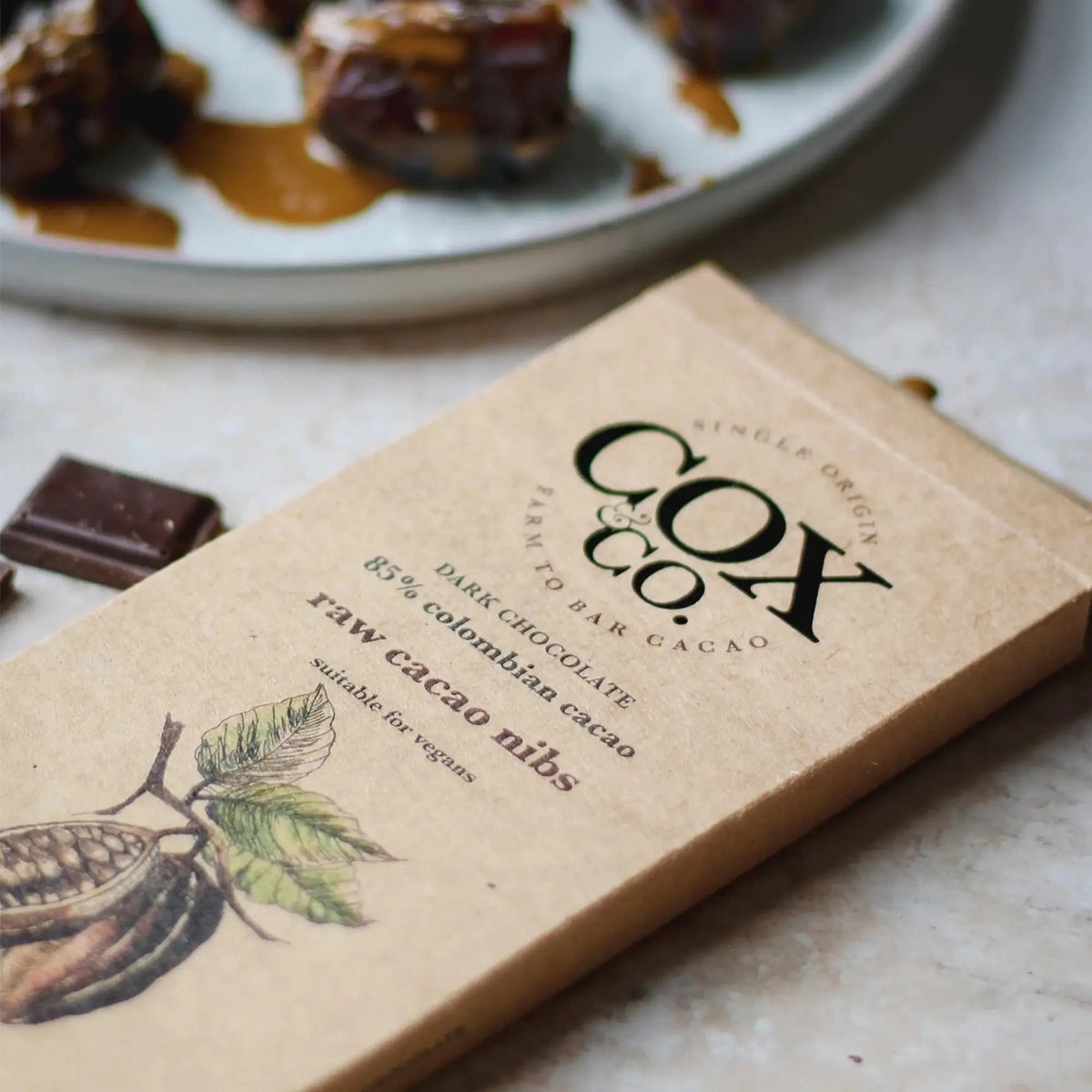 Raw Cacao Nibs 85% Dark Chocolate Bar - 70g