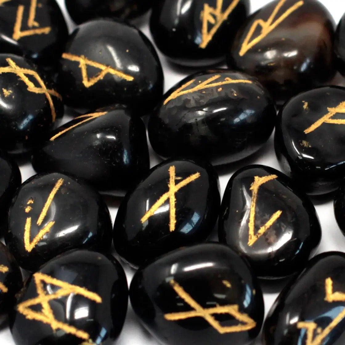 Black Onyx Crystal Rune Stones