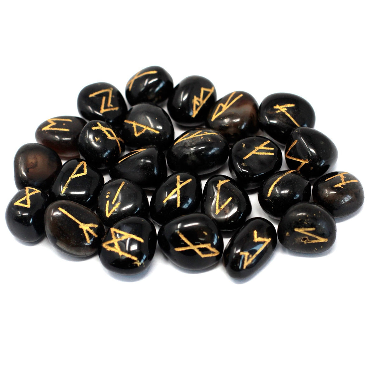 Black Onyx Crystal Rune Stones