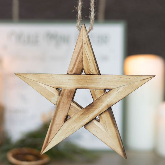 Wooden Hanging Pentagram Decoration